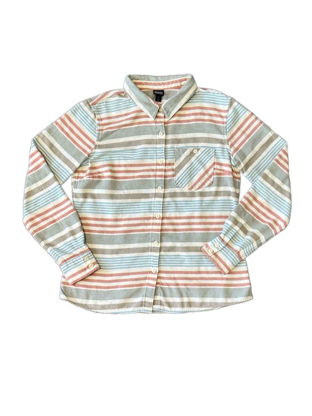 Patagonia Striped Shirt in Blue, Rust & Cream Size 6
